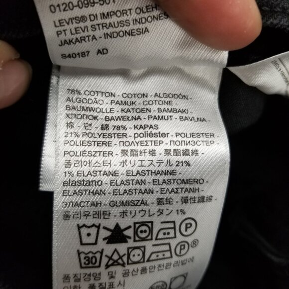 Levis Jeans Womens 32 Black 505 Straight Leg Stretch Denim - Picture 12 of 14